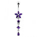 Flower and Star Dangling Belly Ring - Monster Piercing