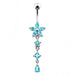 Flower and Star Dangling Belly Ring - Monster Piercing