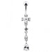 Flower Silver Dangling SS Curved Navel Body jewelry Belly Ring - Monster Piercing