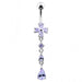 Flower Silver Dangling SS Curved Navel Body jewelry Belly Ring - Monster Piercing