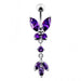 Butterfly 925 Sterling silver Dangling Belly Ring - Monster Piercing