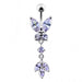 Butterfly 925 Sterling silver Dangling Belly Ring - Monster Piercing