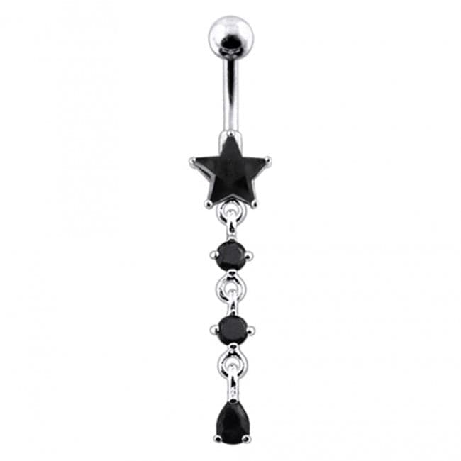 Star and Gemstone Dangling Belly Ring - Monster Piercing