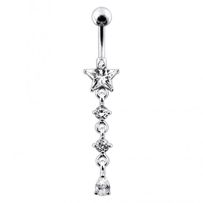 Star and Gemstone Dangling Belly Ring - Monster Piercing