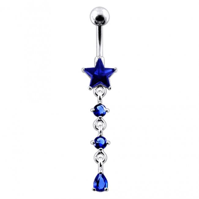 Star and Gemstone Dangling Belly Ring - Monster Piercing