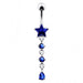 Star and Gemstone Dangling Belly Ring - Monster Piercing