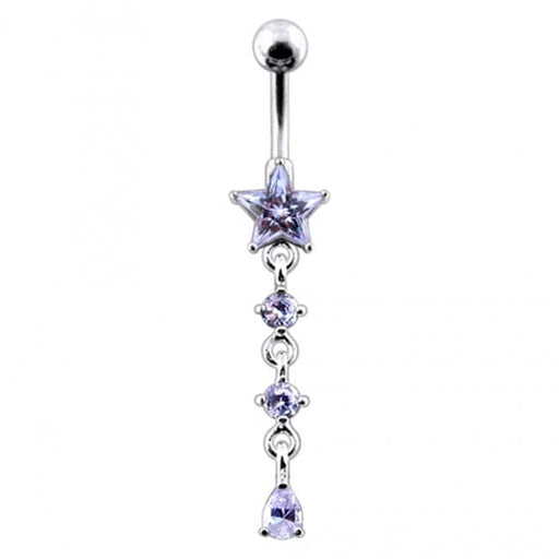 Star and Gemstone Dangling Belly Ring - Monster Piercing