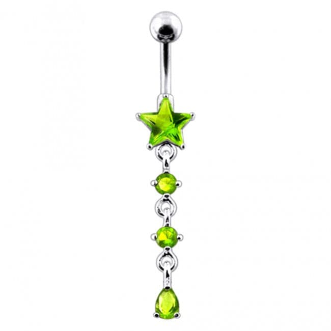 Star and Gemstone Dangling Belly Ring - Monster Piercing