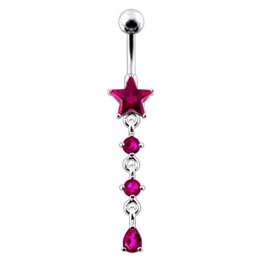 Star and Gemstone Dangling Belly Ring - Monster Piercing