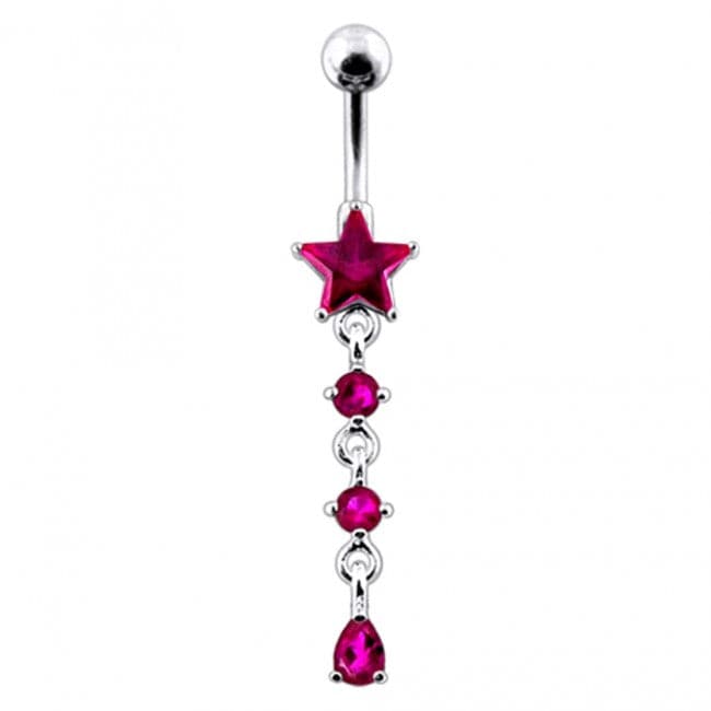 Star and Gemstone Dangling Belly Ring - Monster Piercing