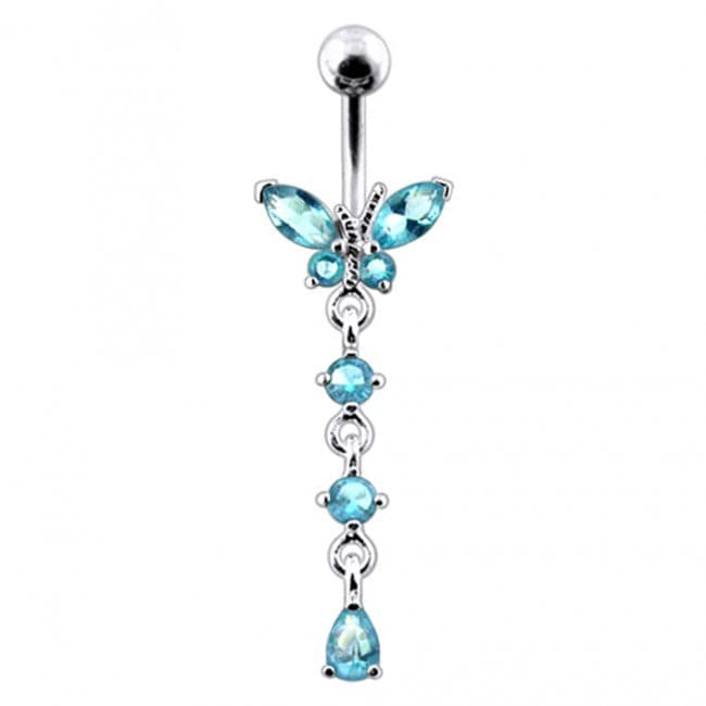 Butterfly Long Dangling Belly Ring - Monster Piercing