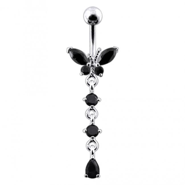 Butterfly Long Dangling Belly Ring - Monster Piercing