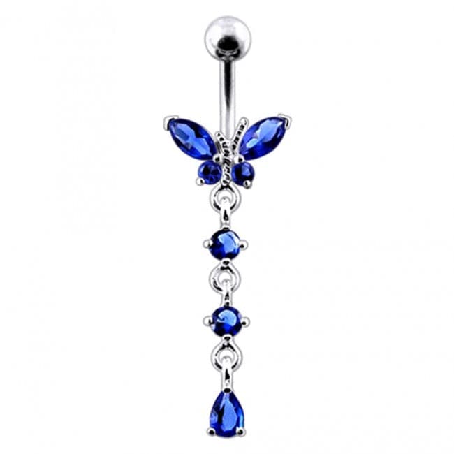 Butterfly Long Dangling Belly Ring - Monster Piercing