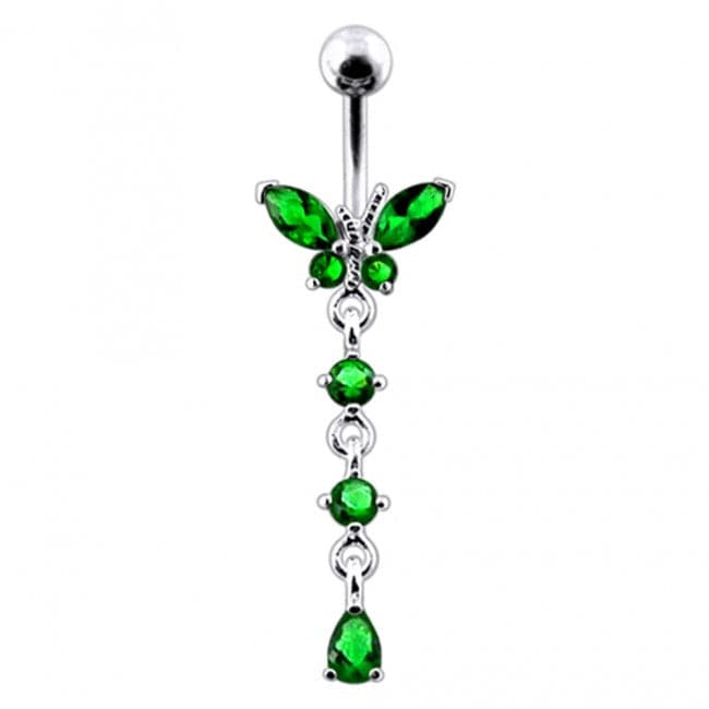 Butterfly Long Dangling Belly Ring - Monster Piercing