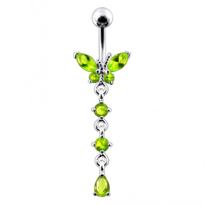 Butterfly Long Dangling Belly Ring - Monster Piercing