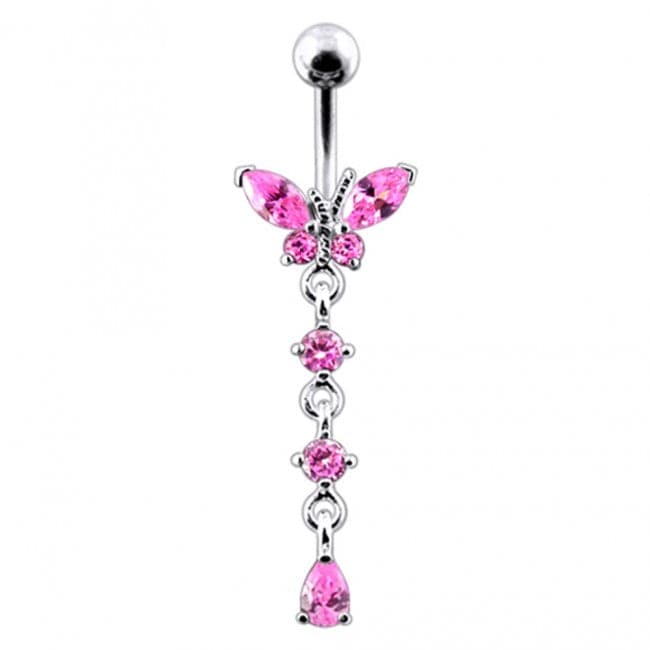 Butterfly Long Dangling Belly Ring - Monster Piercing