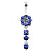 Silver Flower Jeweled Dangling 316L SS Curved Belly RingÊ - Monster Piercing