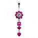 Silver Flower Jeweled Dangling 316L SS Curved Belly RingÊ - Monster Piercing