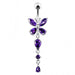 Silver Butterfly Dangling Navel Belly Ring - Monster Piercing