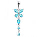 Silver Butterfly Dangling Navel Belly Ring - Monster Piercing