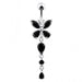 Silver Butterfly Dangling Navel Belly Ring - Monster Piercing