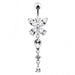 Silver Butterfly Dangling Navel Belly Ring - Monster Piercing