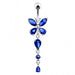 Silver Butterfly Dangling Navel Belly Ring - Monster Piercing