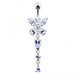 Silver Butterfly Dangling Navel Belly Ring - Monster Piercing