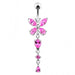 Silver Butterfly Dangling Navel Belly Ring - Monster Piercing