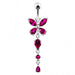 Silver Butterfly Dangling Navel Belly Ring - Monster Piercing