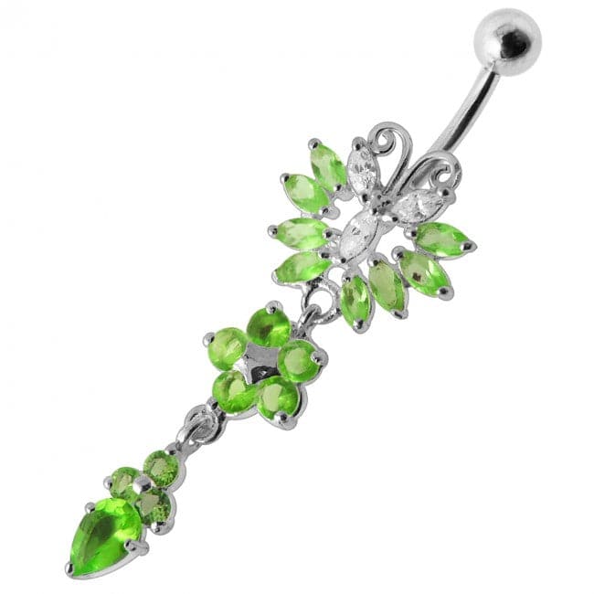 Dangling Butterfly Navel Body Jewelry Ring - Monster Piercing