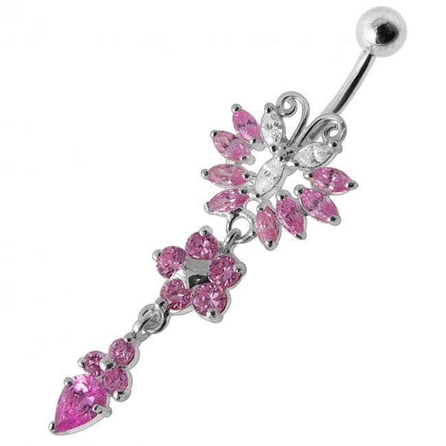 Dangling Butterfly Navel Body Jewelry Ring - Monster Piercing