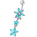 Double Flower Dangling SS Banana Curved Bar Navel Belly Ring - Monster Piercing