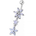 Double Flower Dangling SS Banana Curved Bar Navel Belly Ring - Monster Piercing