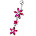 Double Flower Dangling SS Banana Curved Bar Navel Belly Ring - Monster Piercing