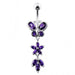 Butterfly and Flower Dangling Belly Bar - Monster Piercing