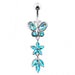 Butterfly and Flower Dangling Belly Bar - Monster Piercing