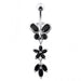 Butterfly and Flower Dangling Belly Bar - Monster Piercing