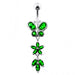 Butterfly and Flower Dangling Belly Bar - Monster Piercing