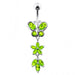 Butterfly and Flower Dangling Belly Bar - Monster Piercing