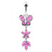 Butterfly and Flower Dangling Belly Bar - Monster Piercing