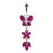 Butterfly and Flower Dangling Belly Bar - Monster Piercing