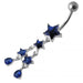 Multi Gems Star Dangling Banana Navel Ring - Monster Piercing