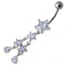 Multi Gems Star Dangling Banana Navel Ring - Monster Piercing