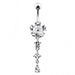 Enamel Flower Silver Dangling SS Banana Barbell Belly Ring - Monster Piercing