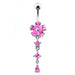 Enamel Flower Silver Dangling SS Banana Barbell Belly Ring - Monster Piercing