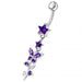 Multi Gems Star Banana Dangling Belly Ring - Monster Piercing