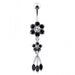 Jeweled Flower Dangling SS Curved Bar Belly Ring - Monster Piercing