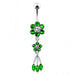 Jeweled Flower Dangling SS Curved Bar Belly Ring - Monster Piercing