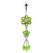 Jeweled Flower Dangling SS Curved Bar Belly Ring - Monster Piercing